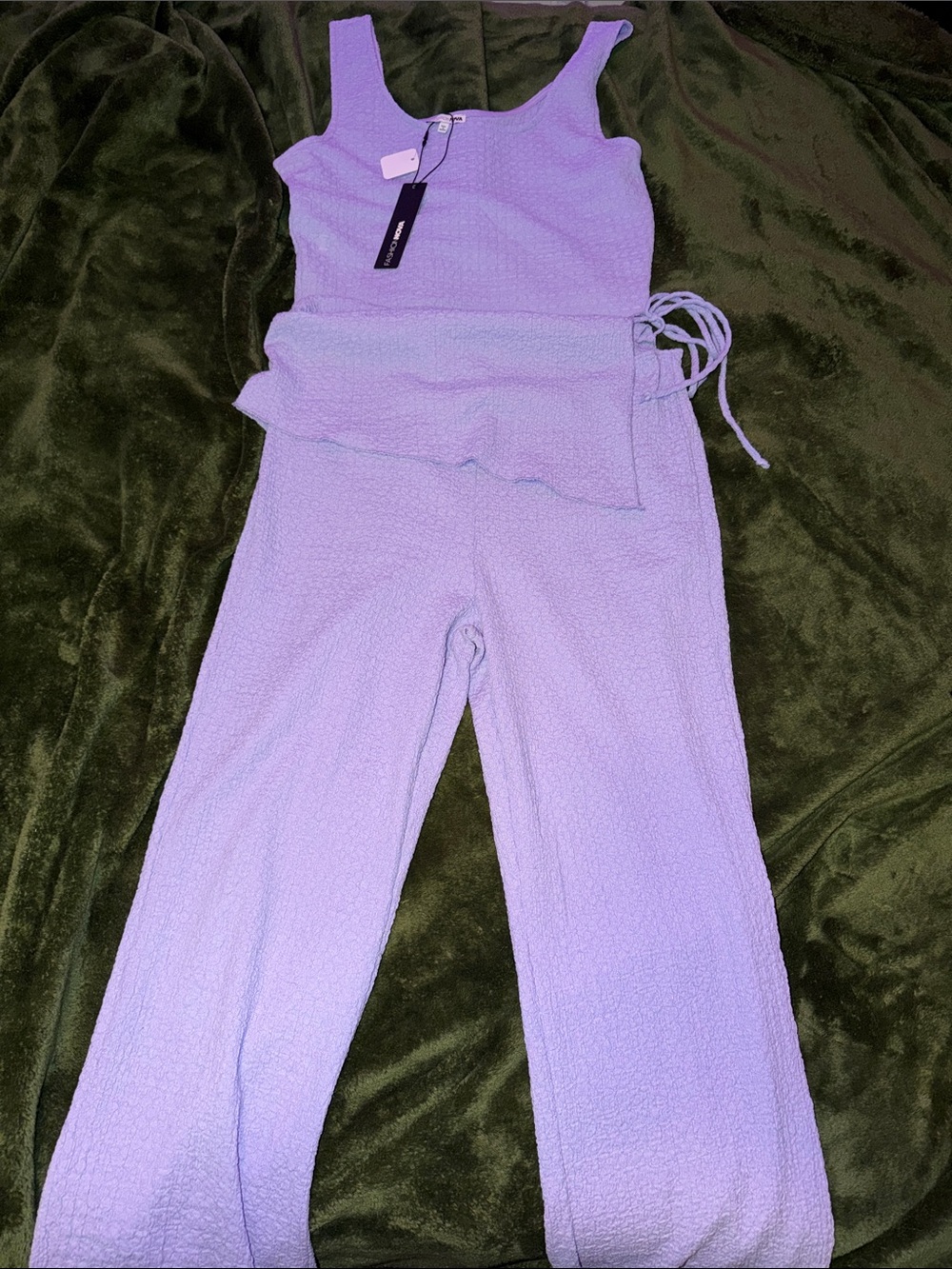 Fashion Nova Lavender Textured Tank & Pants Set
